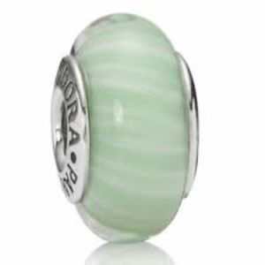 RETIRED GREEN CANDY STRIPE MURANO